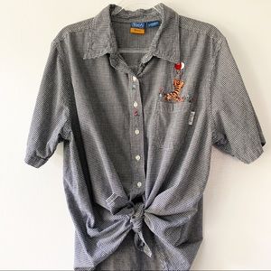 Vintage Pooh Tigger Black Gingham Button down 22W